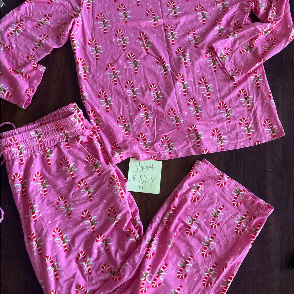 SweetHoney Pink Candy Cane Pajama Set